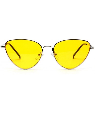 Aviator Trendy Tinted Color Vintage Shaped Sun Glasses Famle Drop Shaped Ocean Cat Red - Yellow - CA18YR6OGE2 $19.93