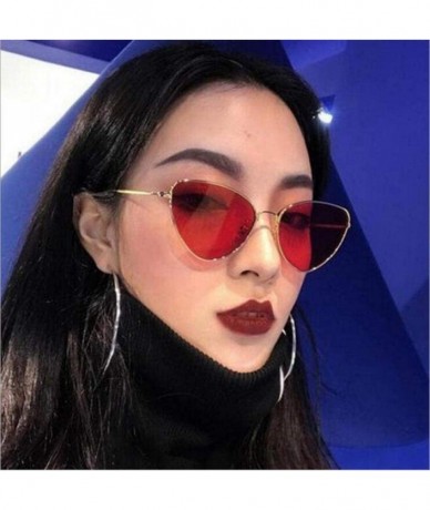 Aviator Trendy Tinted Color Vintage Shaped Sun Glasses Famle Drop Shaped Ocean Cat Red - Yellow - CA18YR6OGE2 $9.23