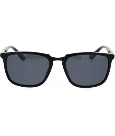 Rectangular Antiglare Polarized Lens Mens Rectangular Slick Designer Sunglasses - Black Gunmetal Black - CG18S8EYYOW $15.06
