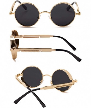 Square Vintage Round Polarized Sunglasses Retro Steampunk Sun Glasses Men Women Small Metal Circle Driving UV400 - CQ1984AEDD...