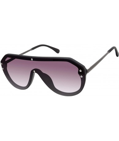 Shield Men's R1509 Back Frame Shield Sunglasses with Metal Studded Frame Details & 100% UV Protection- 65 mm - Black - CX193Y...