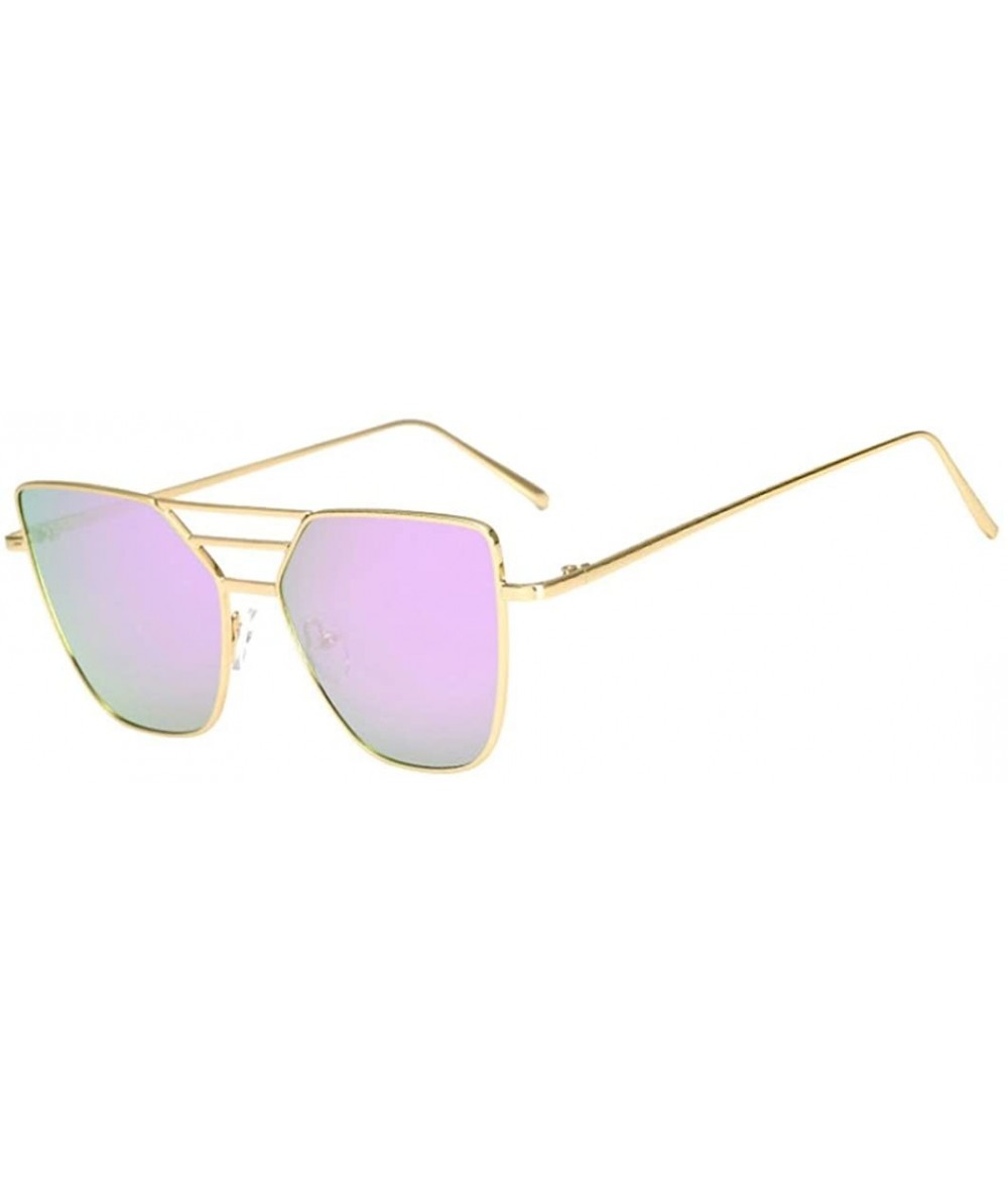 Aviator Unisex Fashion7 Colors Vintage Irregular Aviator Mirror Sunglasses (Purple) - CA18G4GLDWH $8.16