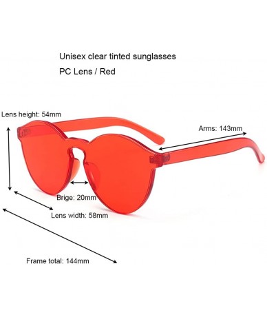 Round Oversized One Piece Rimless Tinted Sunglasses Clear Colored Lenses - Red - CH186M64SM3 $9.90