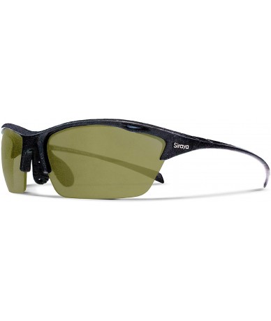 Sport Alpha Shiny Black Tennis Sunglasses with ZEISS P310 Green Tri-flection Lenses - CZ18KMUCKDY $13.34