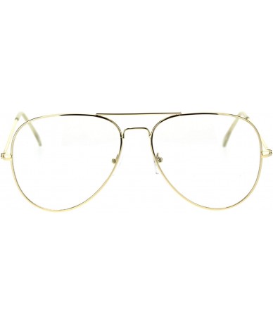 Oversized Trendy Oversized Officer Style Tear Drop Shape Metal Clear Lens Eyeglasses - Shiny Gold - CZ18TMO20ZX $21.53