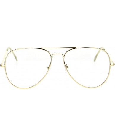 Oversized Trendy Oversized Officer Style Tear Drop Shape Metal Clear Lens Eyeglasses - Shiny Gold - CZ18TMO20ZX $9.34