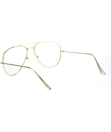 Oversized Trendy Oversized Officer Style Tear Drop Shape Metal Clear Lens Eyeglasses - Shiny Gold - CZ18TMO20ZX $9.34