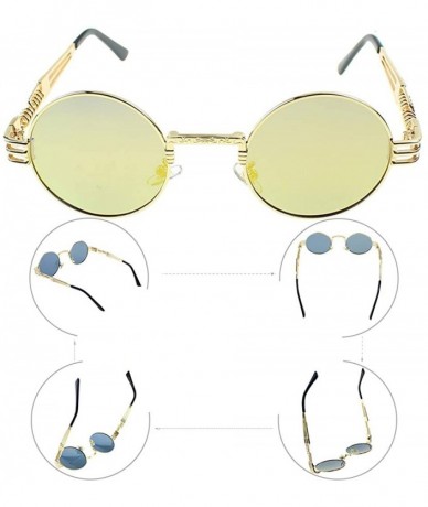 Round Round Sunglasses for Women Men - Polarized Lens-100% UV Protection - Gold Frame/Gold Lens - CY199OMD2U8 $11.89