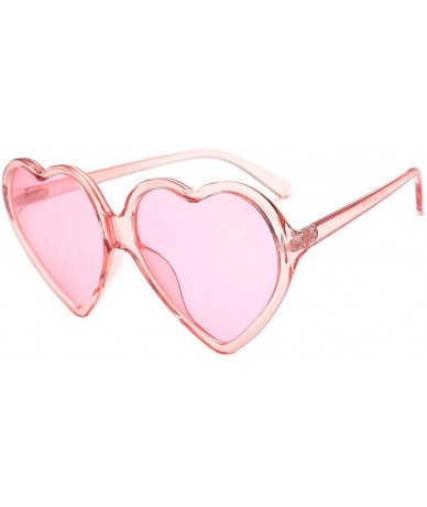 Wayfarer Women Fashion Unisex Heart-Shaped Shades Sunglasses Integrated UV Glasses - Pink - C918NMK633L $10.82