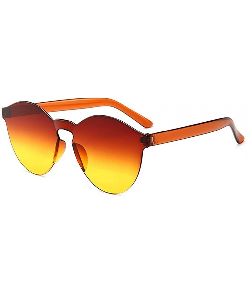 Round Unisex Fashion Candy Colors Round Outdoor Sunglasses - Orange Yellow - CT199XLMG79 $18.07