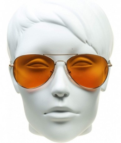 Aviator Classic Retro Aviator Blue Blocking Sunglasses Amber for Men and Women - Gold - CR18TQIT3L6 $12.64