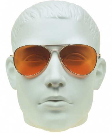 Aviator Classic Retro Aviator Blue Blocking Sunglasses Amber for Men and Women - Gold - CR18TQIT3L6 $12.64