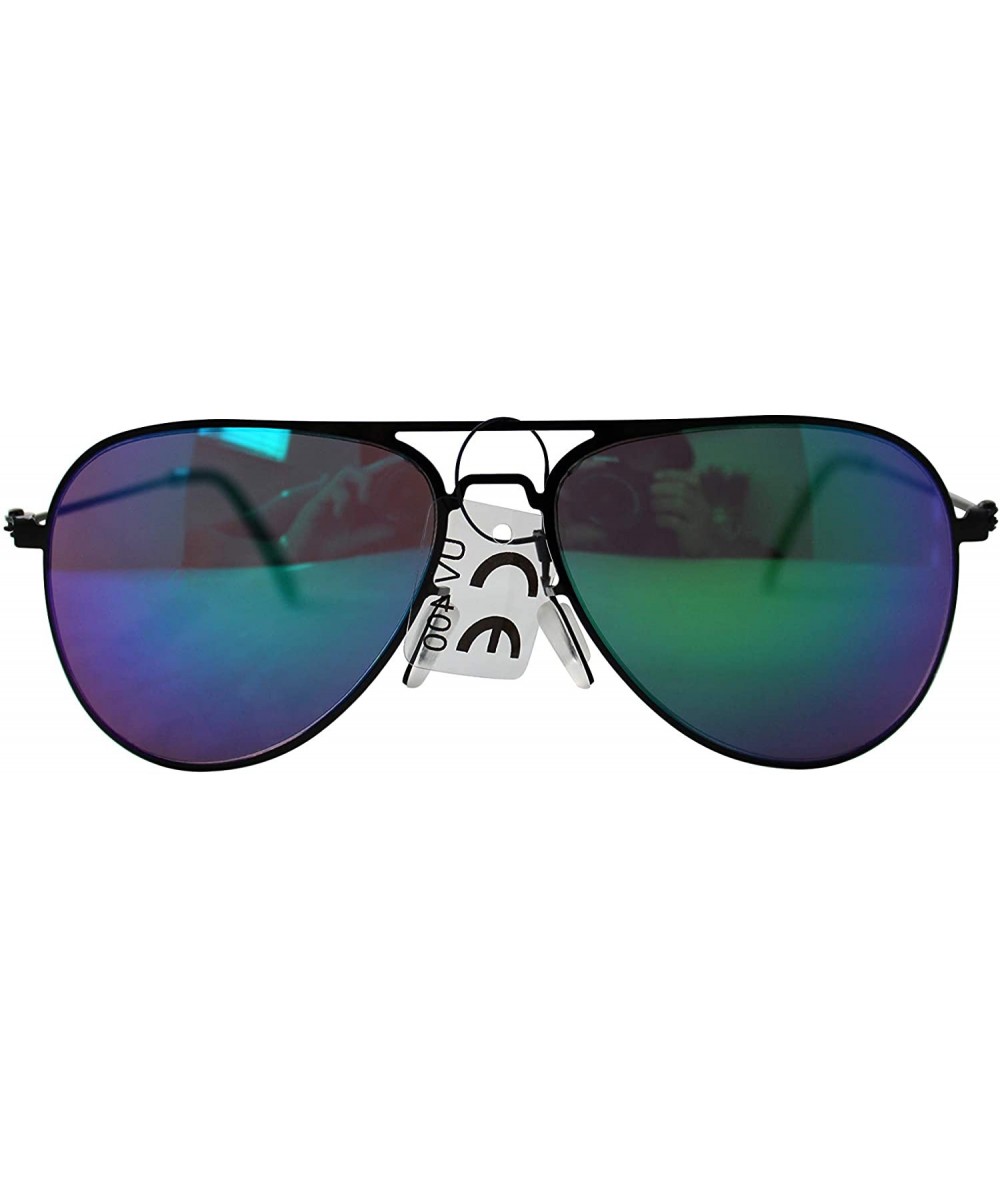 Aviator SIMPLE Vintage Aviator Mirrored Fashion Sunglasses for Men and Women - Black - CJ18ZTXDRYZ $8.38
