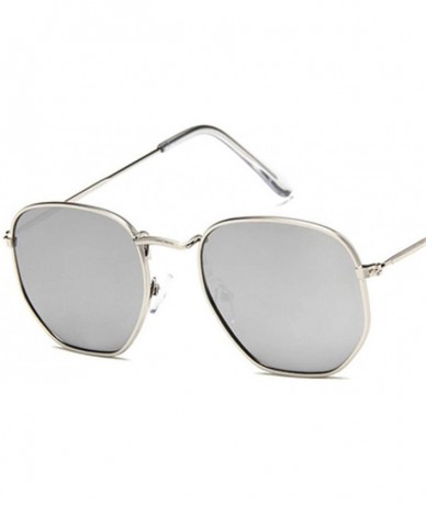 Square Retro Square Sunglasses Women Small Luxury Silvery Mirror Metal Eye Vintage Lenses Sun Glasses - 9 - C7198ZN4LZG $27.64