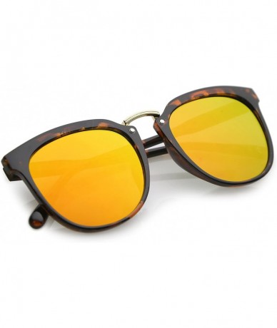 Wayfarer Classic Metal Bridge Square Mirrored Flat Lens Horn Rimmed Sunglasses 55mm - Tortoise-gold / Red Mirror - CI1833R6QE...