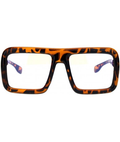 Rectangular Nerdy Bloated Thick Plastic Flat Top Trendy Racer Eye Glasses - Tortoise - CL18QMOZQIG $8.14