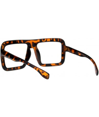 Rectangular Nerdy Bloated Thick Plastic Flat Top Trendy Racer Eye Glasses - Tortoise - CL18QMOZQIG $8.14