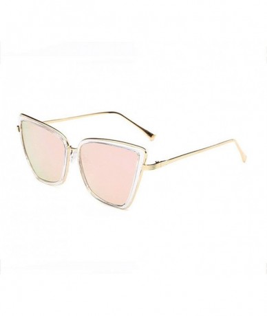 Oversized Cat Eye Sunglasses Women Metal Coating Frame Shades UV Protection - C4 - C0190O6ILY5 $27.45