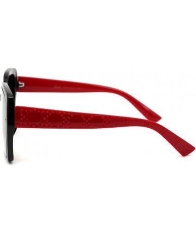 Butterfly Womens 90s Designer Fashion Squared Butterfly Sunglasses - Black Red Brown - CJ18XHZ8HC7 $9.35