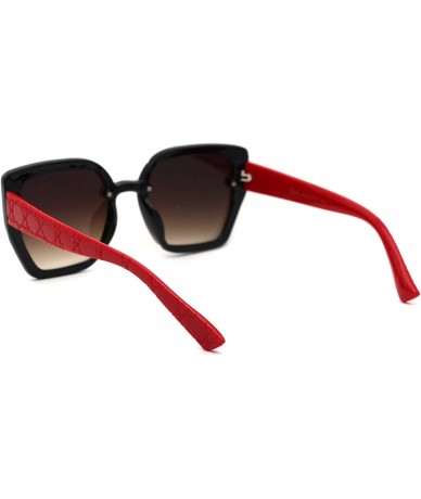Butterfly Womens 90s Designer Fashion Squared Butterfly Sunglasses - Black Red Brown - CJ18XHZ8HC7 $9.35