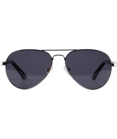 Aviator Pilot Metal Frame UV400 Polarized Sun Glasses Wood Sunglasses for Men-S1570 - Silver&ebony Frame - C3193LUNGA8 $19.69