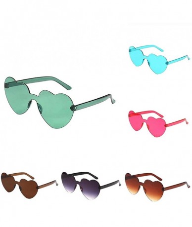 Rimless Heart Shaped Love Rimless Sunglasses One Piece Transparent Candy Color Frameless Glasses Tinted Eyewear Slices - CL19...