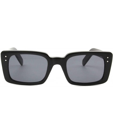 Rectangular Unisex Retro Vintage Rectangle Fashion Sunglasses - Black - C0198MA7D4Z $11.68