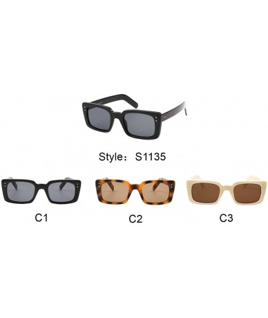 Rectangular Unisex Retro Vintage Rectangle Fashion Sunglasses - Black - C0198MA7D4Z $11.68