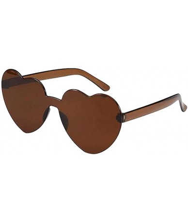 Oversized Love Heart Shaped Sunglasses Women PC Frame Resin Lens Sunglasses UV400 Sunglass - Coffee - CJ190G7NHEG $16.25