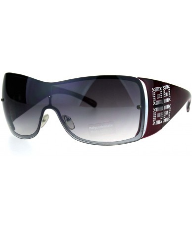 Oversized Womens Diva Oversize Shield Thick Temple Rimless Designer Sunglasses - Silver Purple - CW183O7UQC2 $28.09