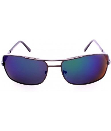 Rectangular Rectangular Aviator Metal Sunglasses - Silver - CM12HSCR78R $12.38