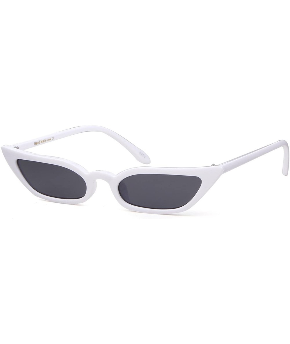Round Vintage Sunglasses Women Cat Eye Frame Colorful lens Glasses UV 400 Protection - White - CV1805TZKWR $9.91