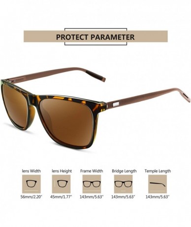 Oversized Rectangular Sunglasses Polarized Aluminum Glasses - Brown - C1194ERKOQQ $14.43