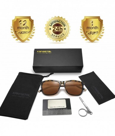Oversized Rectangular Sunglasses Polarized Aluminum Glasses - Brown - C1194ERKOQQ $24.92