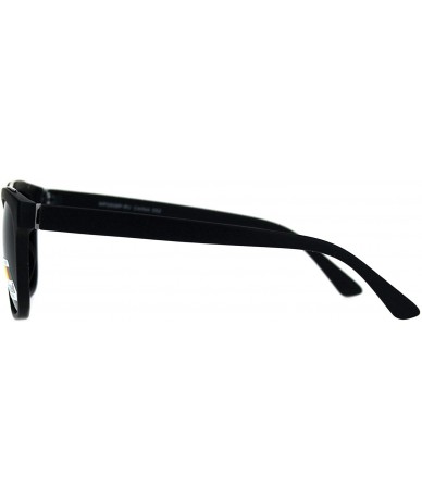 Rectangular Polarized Mod Horn Rim Designer Light Weight Fashion Sunglasses - Matte Black Black - CA18LMWS49I $9.95