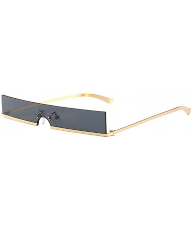 Rectangular Mens Narrow Sunglasses Women Rectangular Sun Glasses for Men Vintage Retro Metal - Gold With Black - C518OL92TYY ...