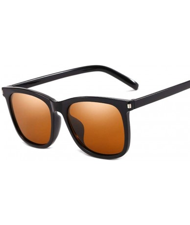 Square Square Men Fashion Fashion Sunglasses Uv Protection Fashion Sunglasses - 3. Bright Black Full Tea - CZ18TKL0DL5 $9.33