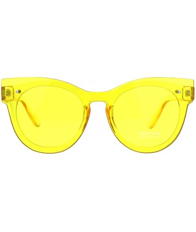 Shield Womens Unique Exposed Panel Lens Cat Eye Horn Rim Keyhole Sunglasses - Yellow - CE189IQ8640 $24.08