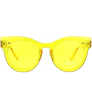 Shield Womens Unique Exposed Panel Lens Cat Eye Horn Rim Keyhole Sunglasses - Yellow - CE189IQ8640 $24.08
