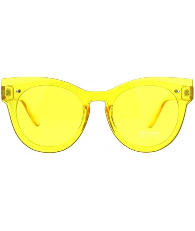 Shield Womens Unique Exposed Panel Lens Cat Eye Horn Rim Keyhole Sunglasses - Yellow - CE189IQ8640 $11.26