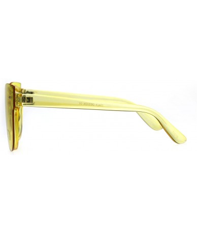 Shield Womens Unique Exposed Panel Lens Cat Eye Horn Rim Keyhole Sunglasses - Yellow - CE189IQ8640 $24.08