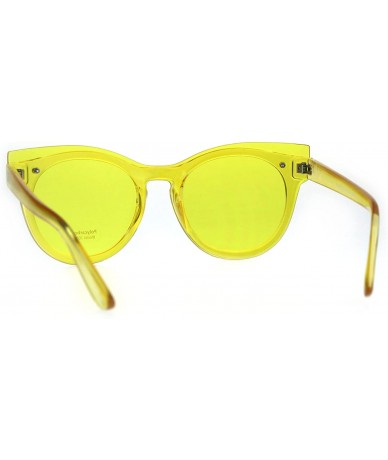 Shield Womens Unique Exposed Panel Lens Cat Eye Horn Rim Keyhole Sunglasses - Yellow - CE189IQ8640 $24.08