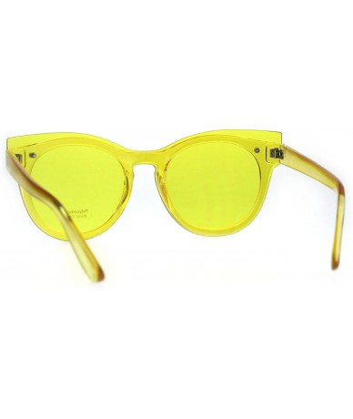 Shield Womens Unique Exposed Panel Lens Cat Eye Horn Rim Keyhole Sunglasses - Yellow - CE189IQ8640 $11.26