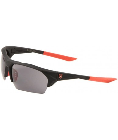 Wrap Soft Rubber Semi Rimless Wrap Around Sunglasses - Black & Red Frame - CT18EUYKI9W $18.85