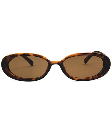 Oval Mini Vintage Retro Extra Narrow Oval Round Skinny Cat Eye Sun Glasses Clout Goggles - Leopard - C818SHU9RHE $9.87