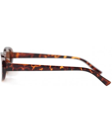Oval Mini Vintage Retro Extra Narrow Oval Round Skinny Cat Eye Sun Glasses Clout Goggles - Leopard - C818SHU9RHE $9.87