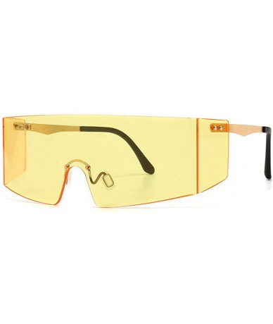 Rimless Oversized Shield Sunglasses Flat Top Gradient Lens Rimless Eyeglasses Women Men - Yellow - CO199I06MIR $14.94