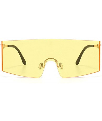 Rimless Oversized Shield Sunglasses Flat Top Gradient Lens Rimless Eyeglasses Women Men - Yellow - CO199I06MIR $14.94