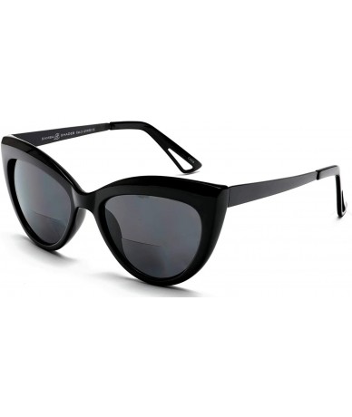 Oval Bifocal Reading Sunglasses Fashion Cat Eye Sunglass Readers Oversized Women's CatEye Glasses - Black - C118W7N52NW $13.00