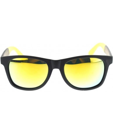Wayfarer KUSH Square Unisex Sunglasses 2-tone Matte Frame Multicolor Lens - Black Yellow - CM11T8K7ZMV $9.99